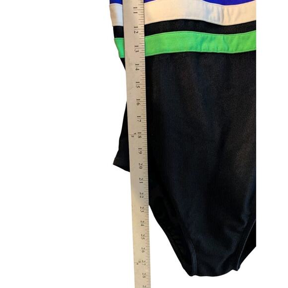 Vintage 80's/90's Concepts Sirena Black/Purple/White One PIece Swimsuit H - Picture 3 of 5